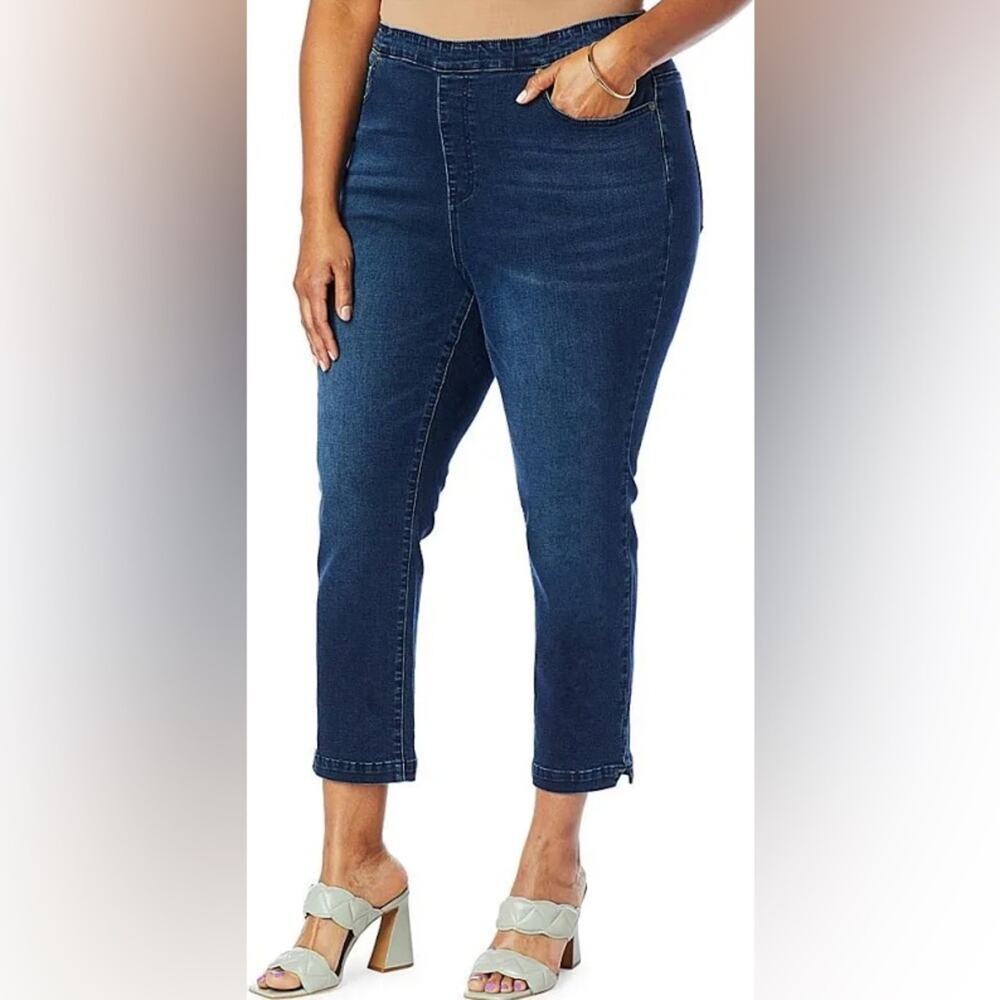 DG2 by Diane Gilman New Classic Tall Stretch Split Hem Pull-On‎ Capri Indigo MT